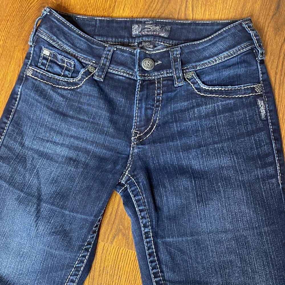 🌹 Silver Jeans 🌹 Vintage Suki Surplus Dark Blue Boot Cut Flare Jeans W27 - Picture 6 of 15